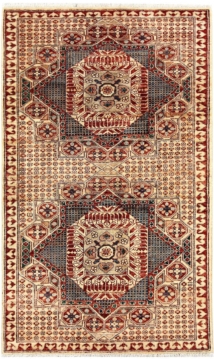 Brown Afghan Mamluk Rug 3' 1 x 5' 1 Hand-Knotted | No. 62089