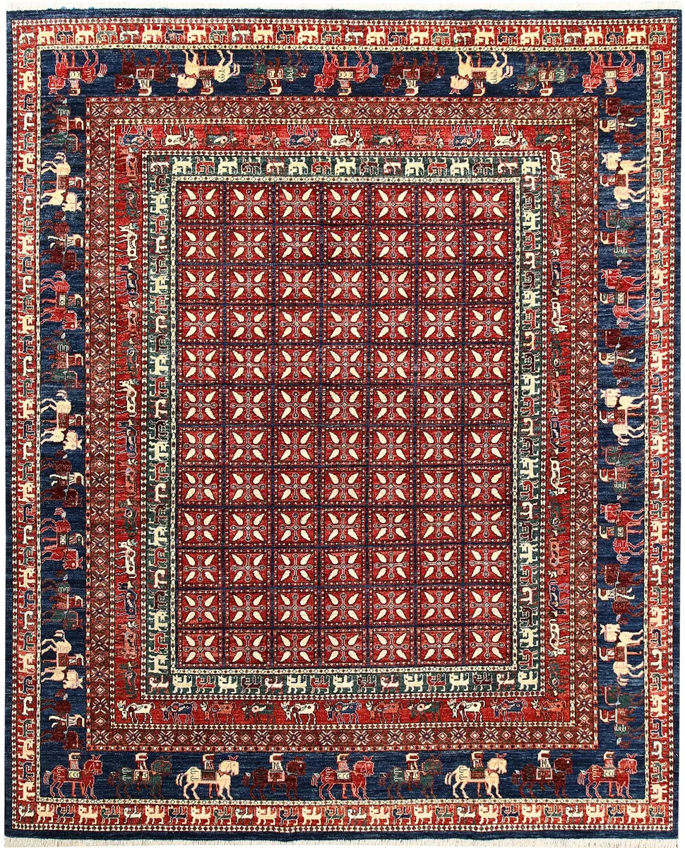 Afghan Ziegler Rug 8' x 9' 10" Hand-Knotted | No. 62198