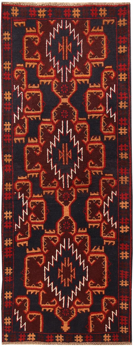 Dark Blue Afghan Baluchi Rug 2' 5" x 6' 4" Hand-Knotted | No. 62683