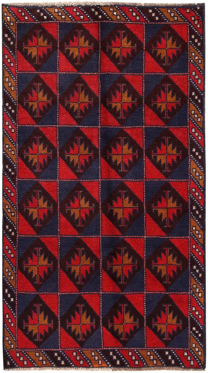 Dark Blue Afghan Baluchi Rug 3' 7" x 6' 2" Hand-Knotted | No. 62809