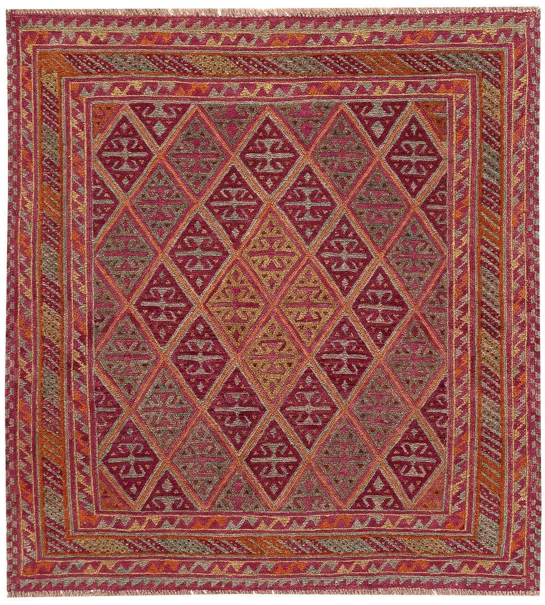 Afghan Mashwani Rug 3'7" x 3'11" Hand-Knotted | No. 63822
