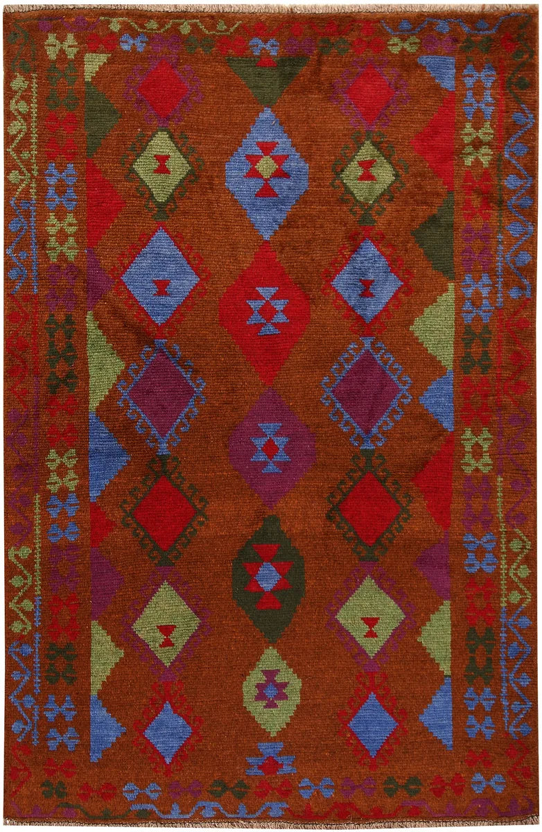 Sienna Afghan Baluchi Rug 4' 1" x 6' Hand-Knotted | No. 63978