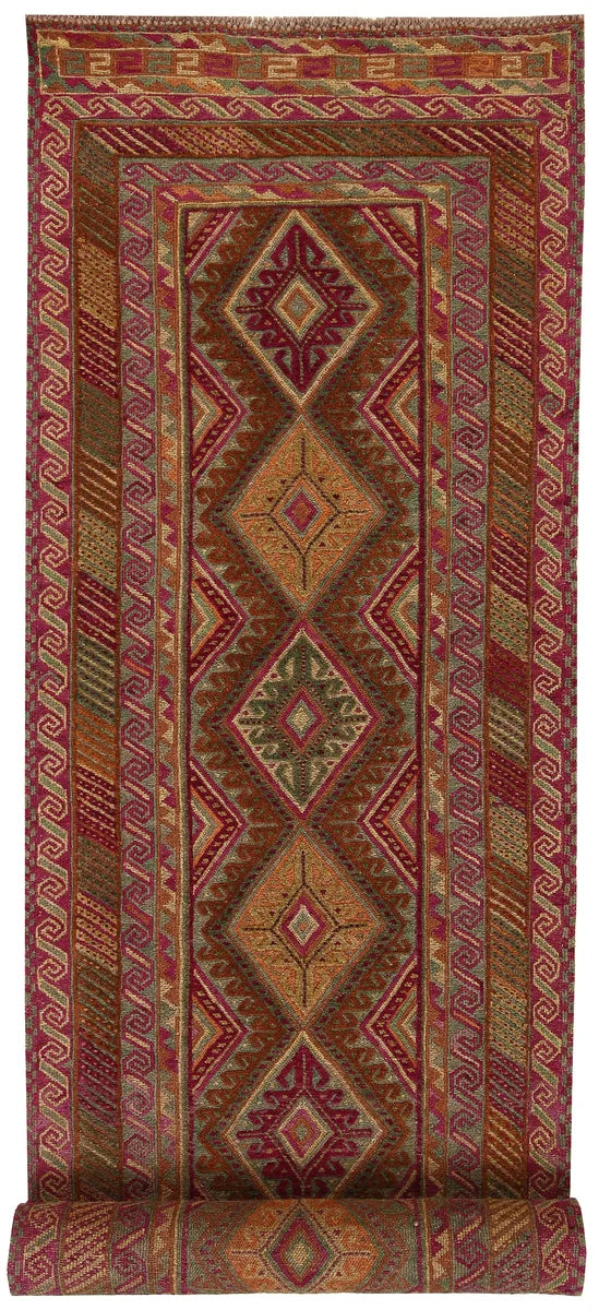 Afghan Mashwani Rug 2' 10" x 11' 9" Hand-Knotted | No. 64280