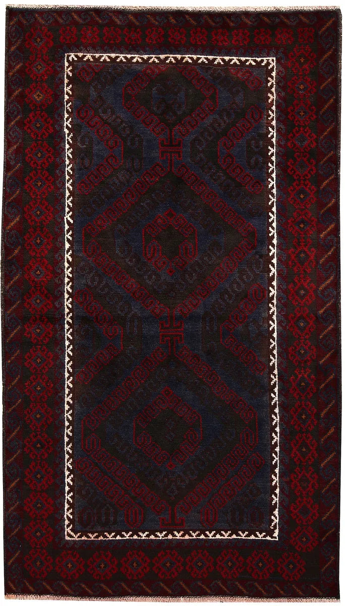 Afghan Baluchi Rug 3' 7 x 6' 3 Hand-Knotted | No. 64292