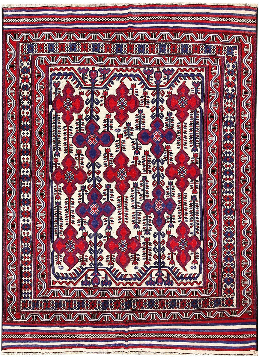 Brown Afghan Oriental Rug 6' 7" x 8' 11" Hand-Knotted | No. 64428
