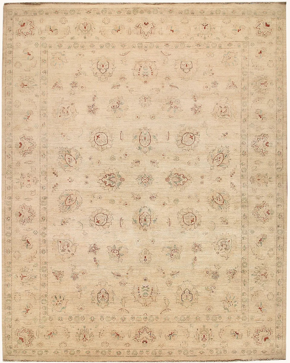 Brown Afghan Ziegler Rug 7' 11" x 9' 11" Hand-Knotted | No. 64708
