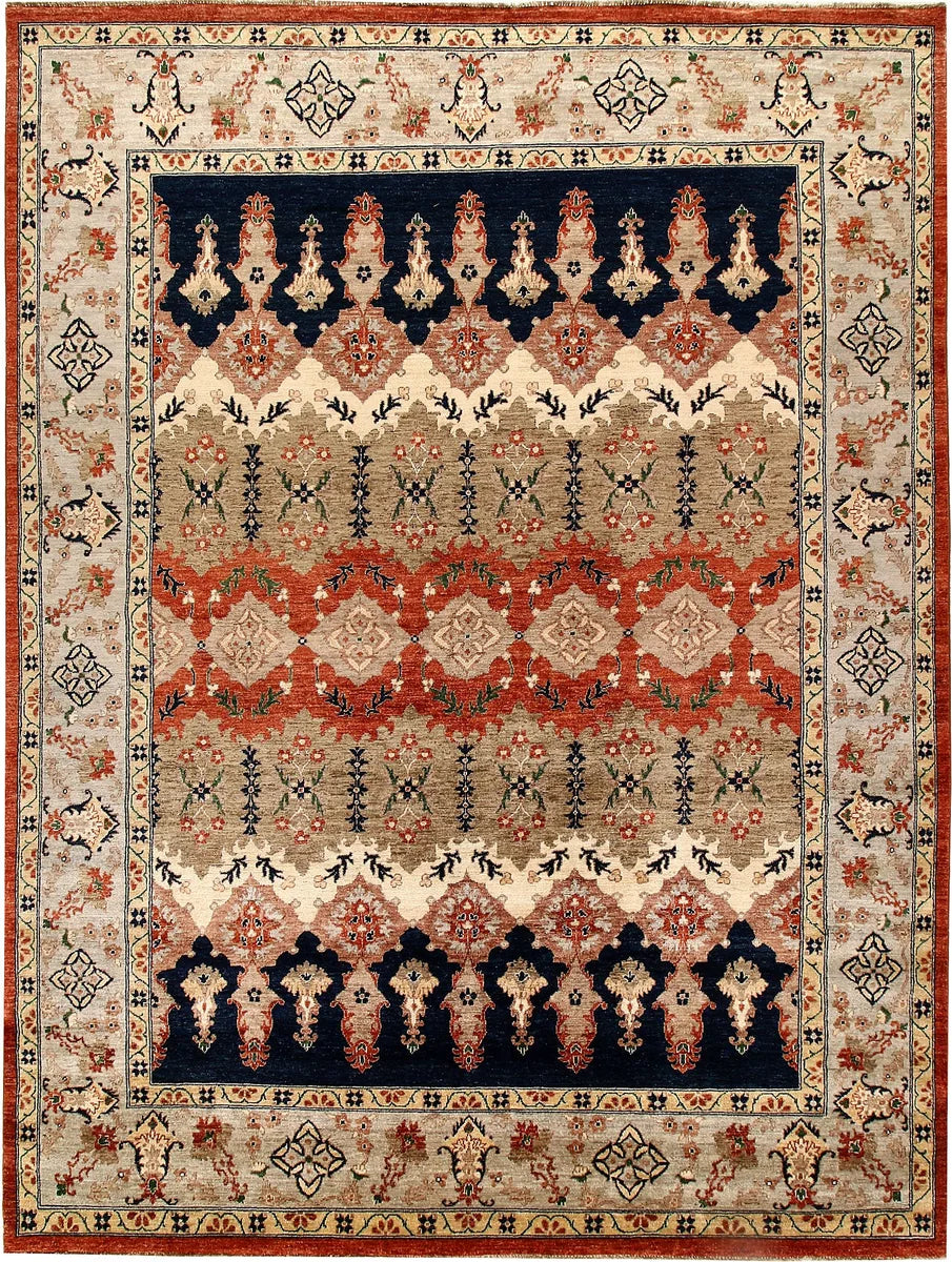 Afghan Ziegler Rug 8'11" x 11'11" Hand-Knotted | No. 64930