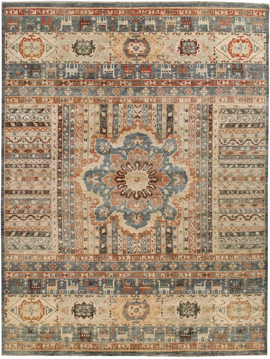 Afghan Ziegler Rug 8' 10" x 11' 8" Hand-Knotted | No. 64933