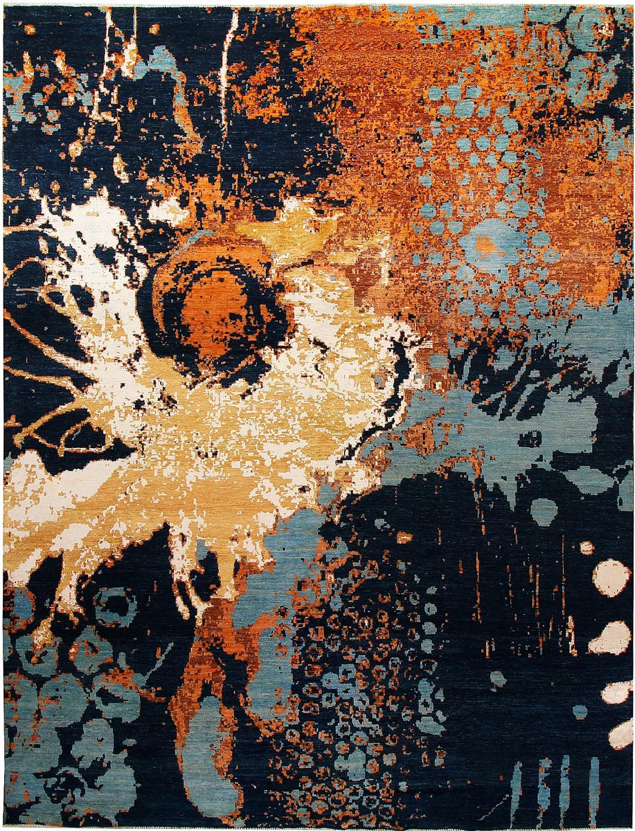 Afghan Abstract Rug 9' x 11' 10" Hand-Knotted | No. 65196