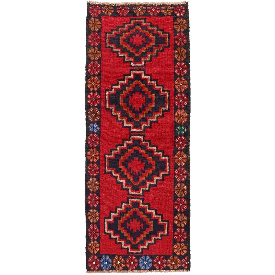 Red Afghan Baluchi Rug 2' 3" x 5' 9" Hand-Knotted | No. 65871