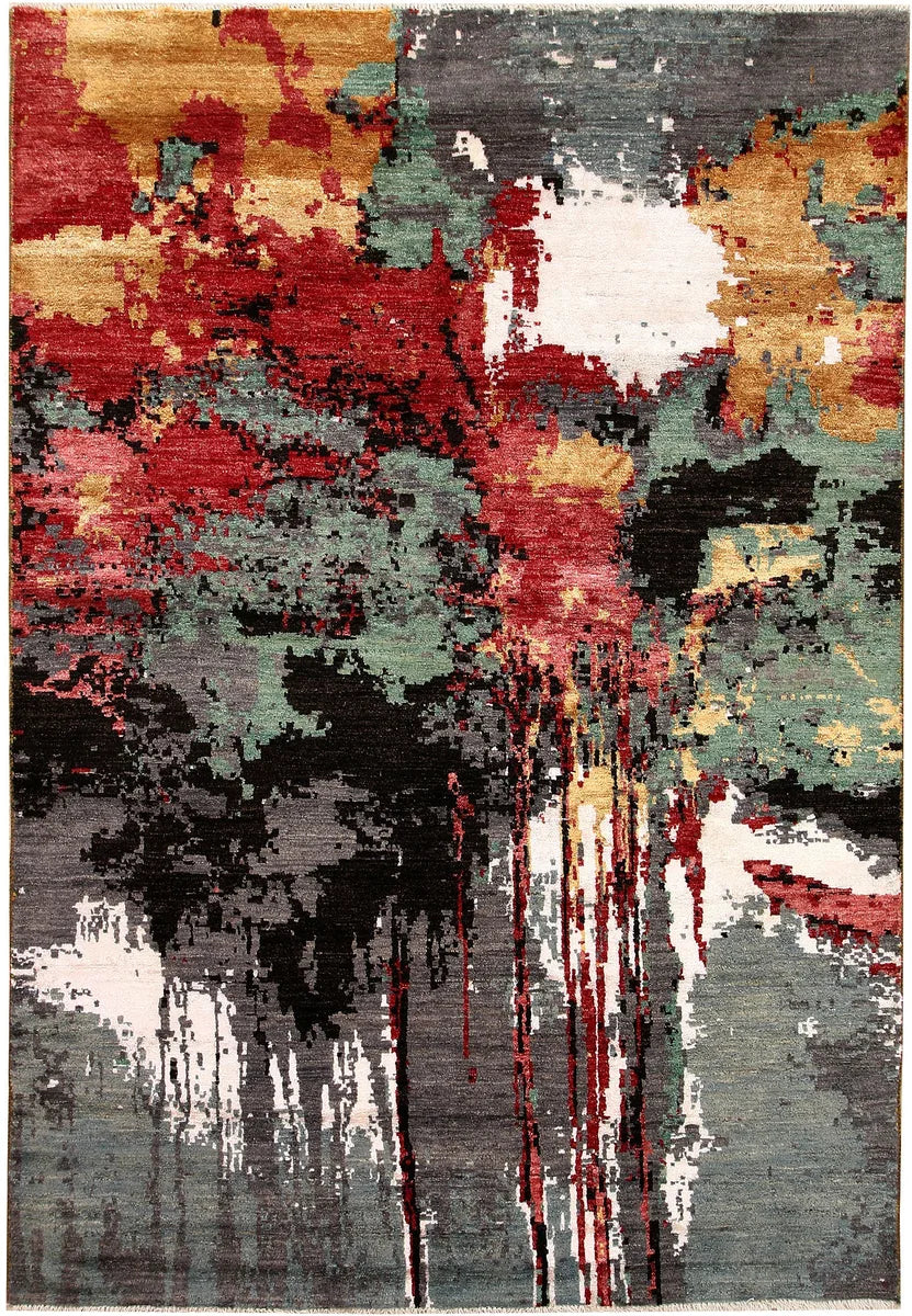 Afghan Abstract Rug 5' 7" x 8' 1" Hand-Knotted | No. 66236
