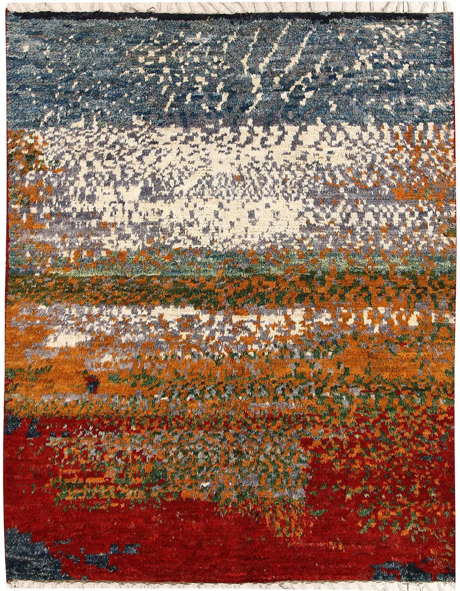 Afghan Abstract Rug 4' 11" x 6' 4" Hand-Knotted | No. 66291