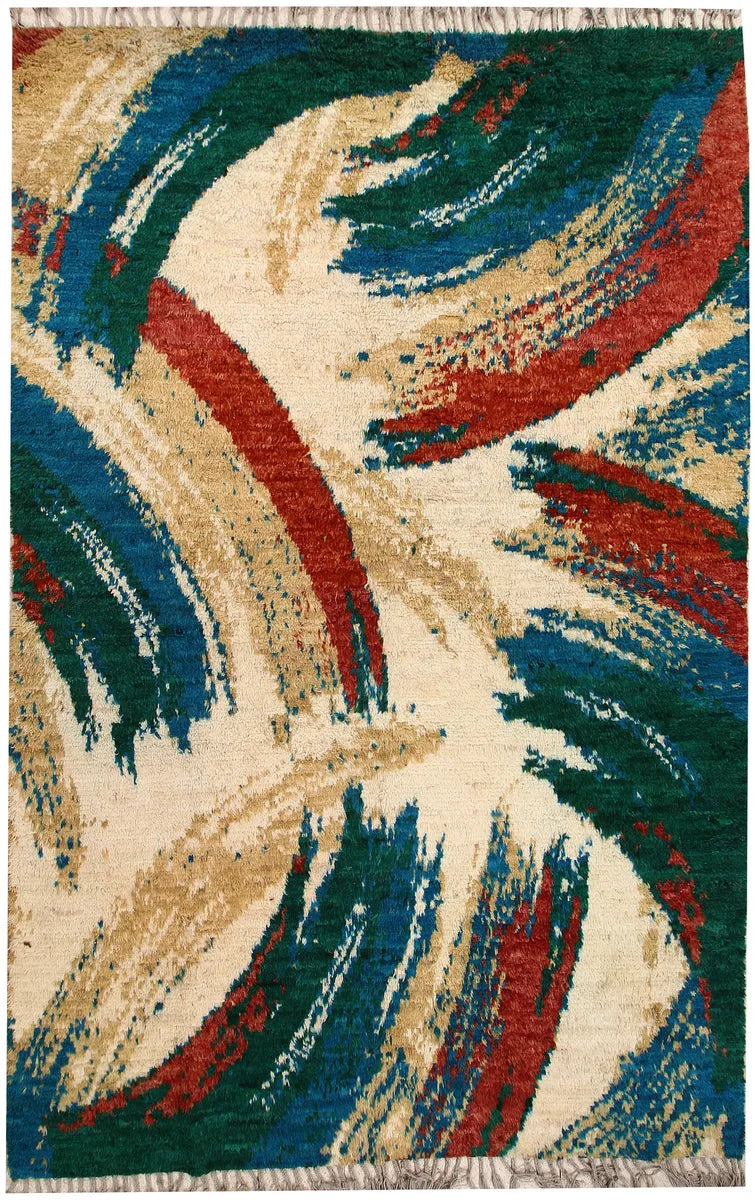 Afghan Abstract Rug 6' 8" x 10' 2" Hand-Knotted | No. 66339