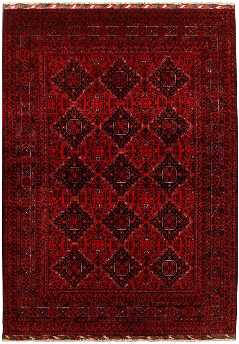 Dark Red Afghan Khal Mohammadi Rug 6' 8" x 9' 6" Hand-Knotted | No. 67037