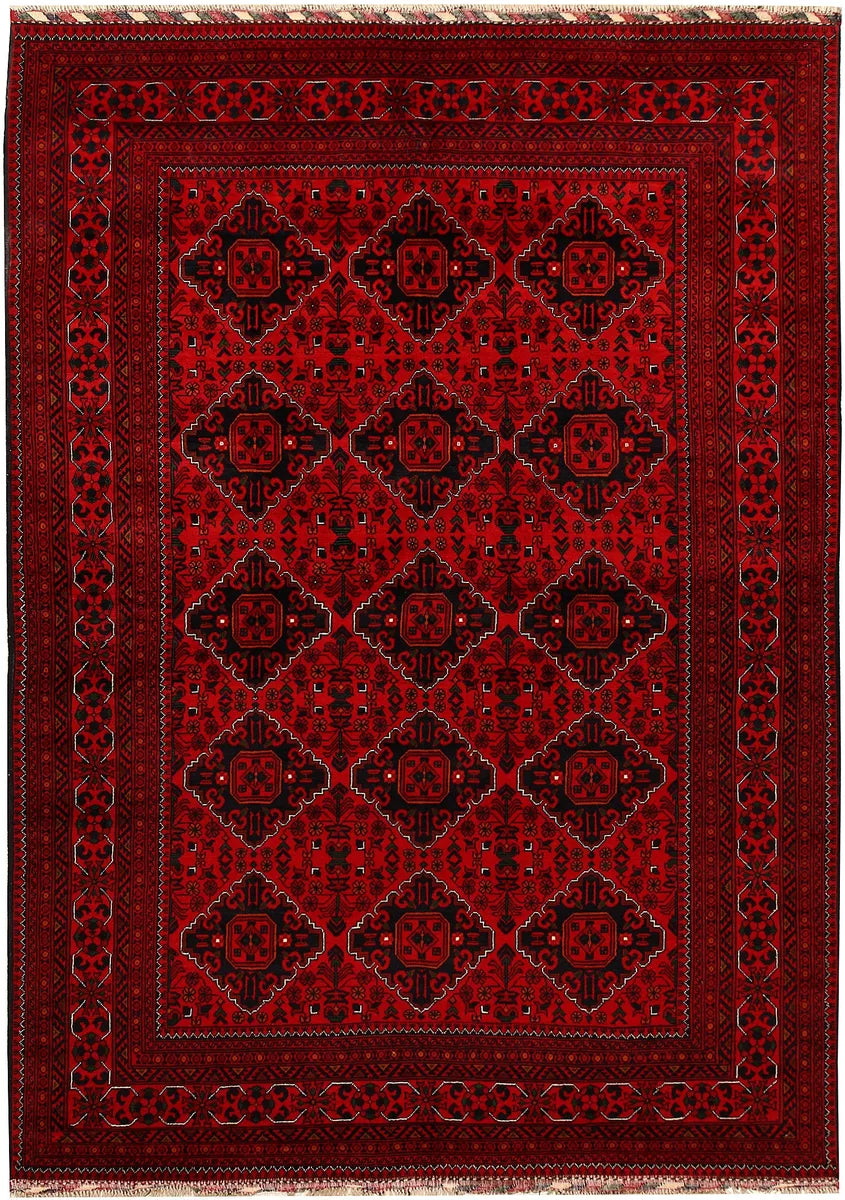 Dark Red Afghan Khal Mohammadi Rug 6'6" x 9'1" Hand-Knotted | No. 67077