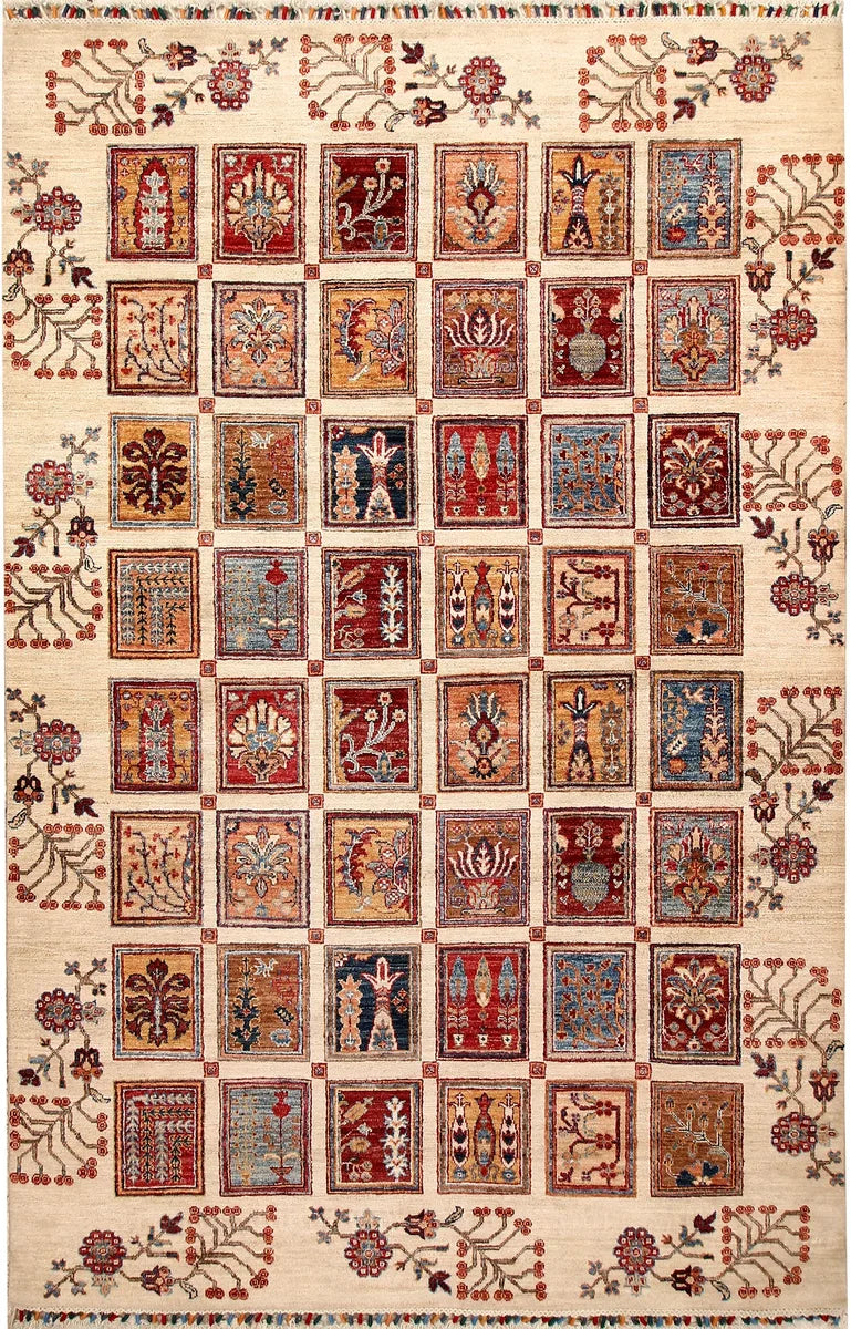 Afghan Kazak Rug 5' 8" x 8' 6" Hand-Knotted | No. 67324