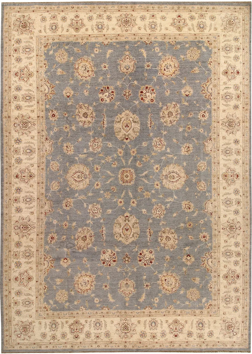 Dark Grey Afghan Ziegler Rug 9'11" x 13'10" Hand-Knotted | No. 67377