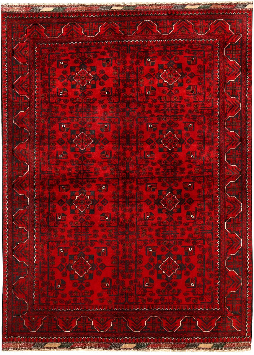 Dark Red Afghan Khal Mohammadi Rug 4' 10" x 6' 7" Hand-Knotted | No. 67941