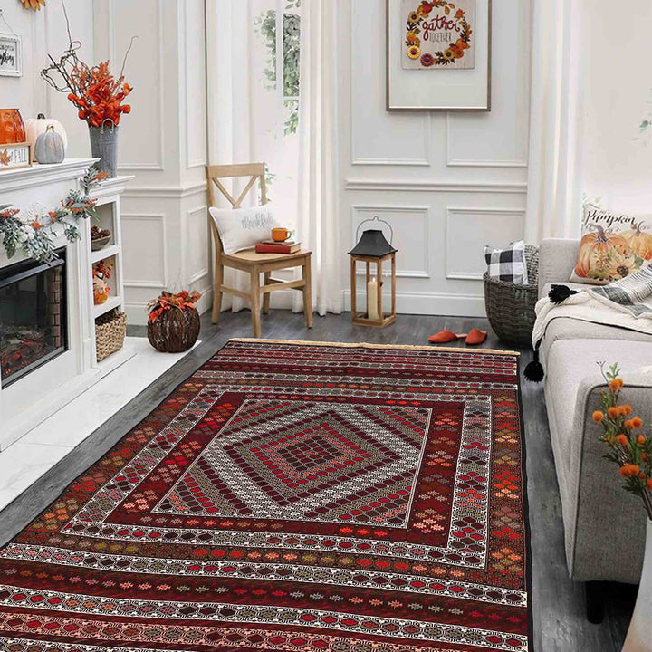 Afghan Kilim Rug 3' 9" x 5' 5" Hand-Knotted | No. AL32279