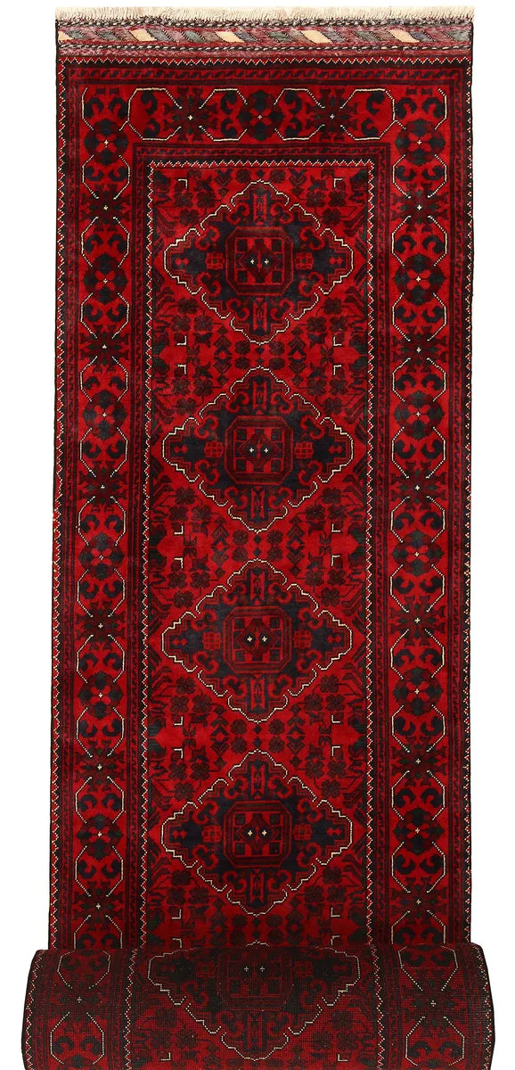 Dark Red Afghan Khal Mohammadi Rug 2' 7" x 18' 7" Hand-Knotted | No. 68999