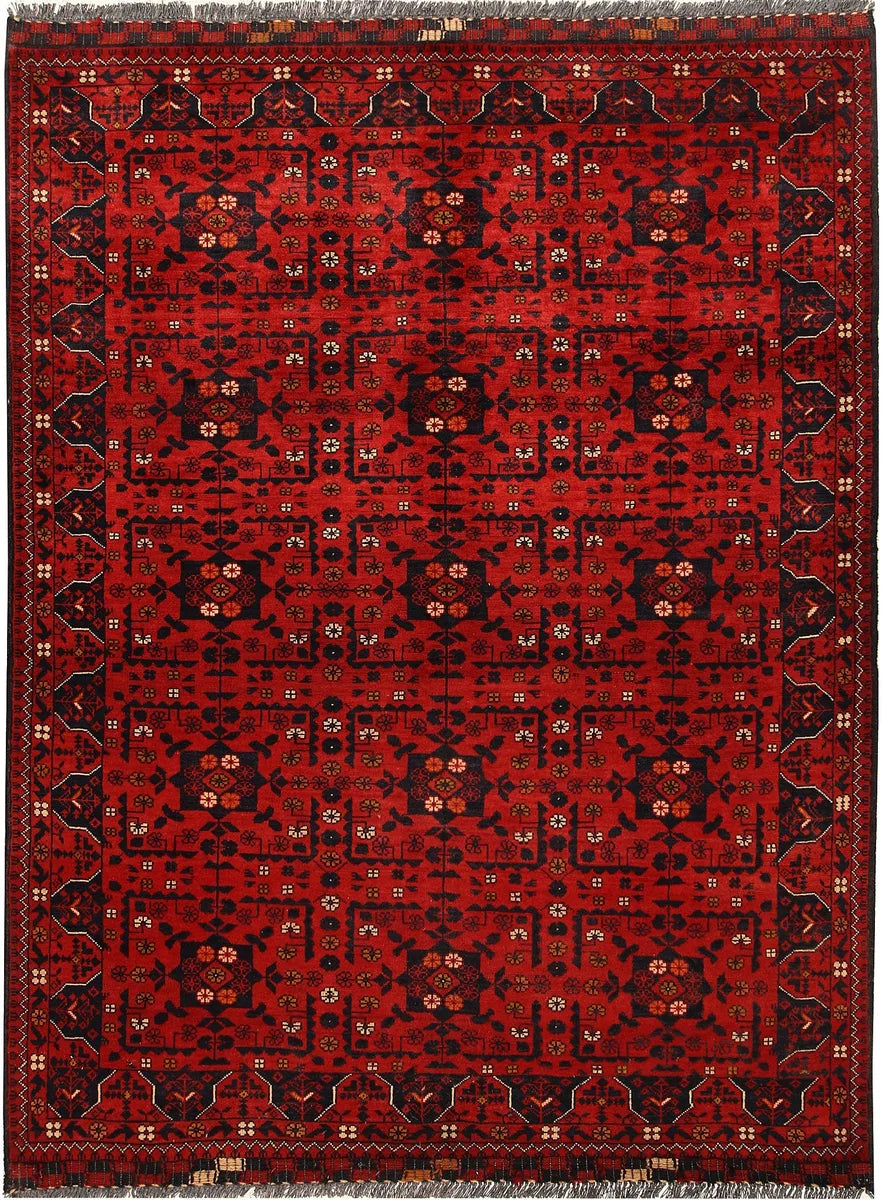 Firebrick Afghan Khal Mohammadi Rug 4' 9 x 6' 4 Hand-Knotted | No. 69382