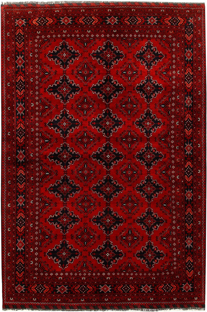 Firebrick Afghan Khal Mohammadi Rug 6' 6 x 9' 7 Hand-Knotted | No. 69411