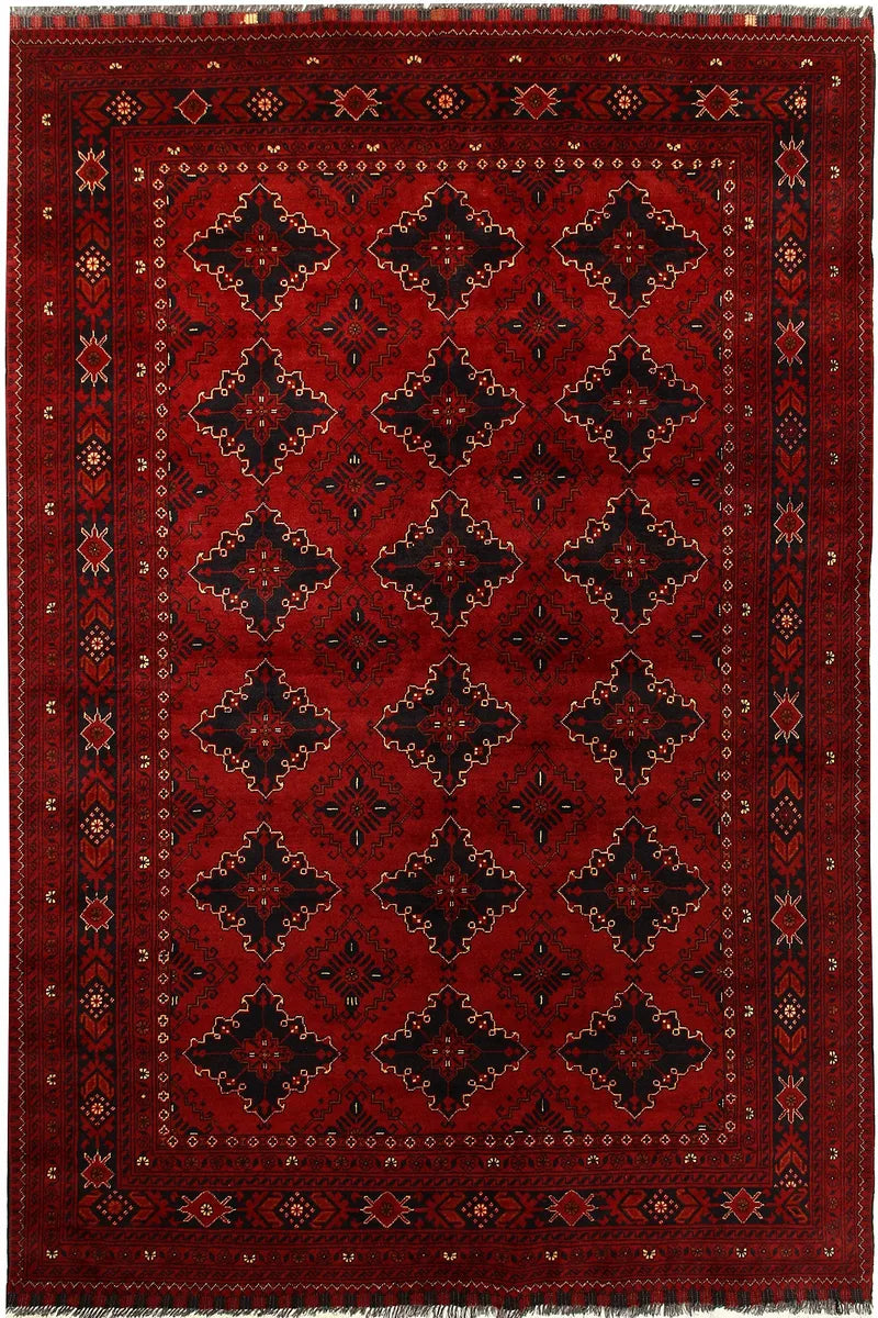 Dark Red Afghan Khal Mohammadi Rug 6' 7" x 9' 8" Hand-Knotted | No. 69443