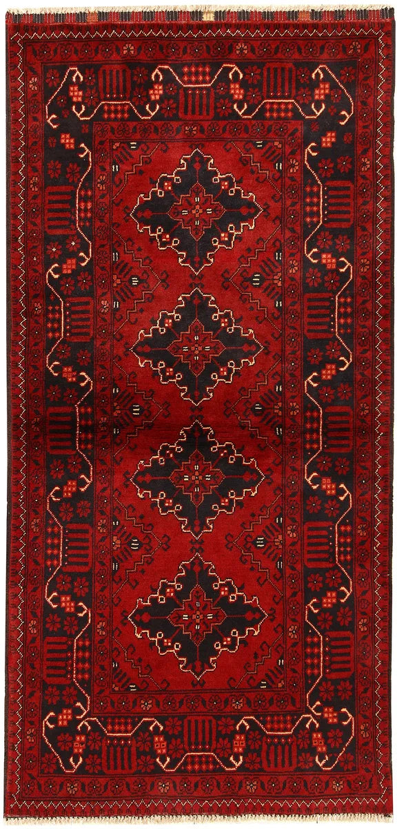 Dark Red Afghan Khal Mohammadi Rug 3' x 6'4" Hand-Knotted | No. 69497