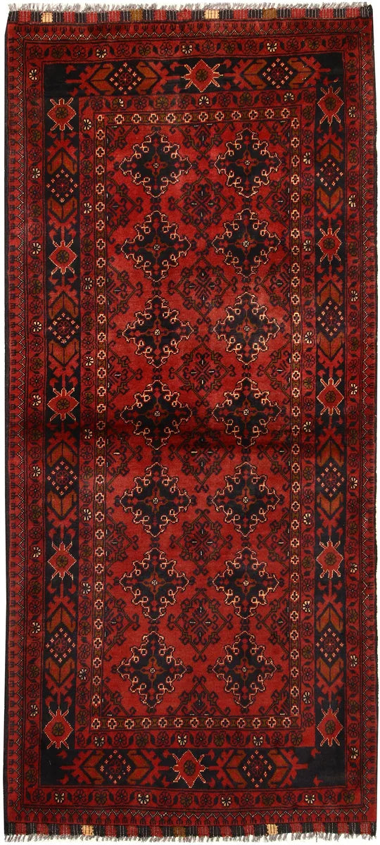 Dark Red Afghan Khal Mohammadi Rug 2'11" x 6'6" Hand-Knotted | No. 69506