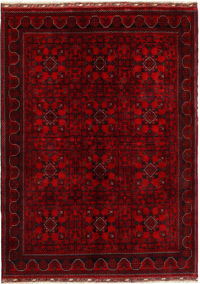 Dark Red Afghan Khal Mohammadi Rug 5' 6" x 7' 6" Hand-Knotted | No. 69601