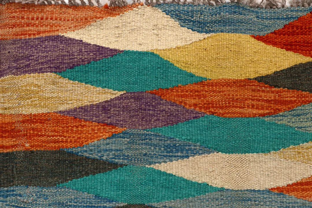Afghan Kilim Rug 2' 8" x 9' 7" Flat-Weave | No. 70123