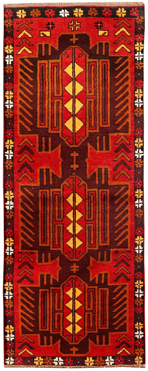 Afghan Baluchi Rug 2' 4" x 6' 4" Hand-Knotted | No. 70491