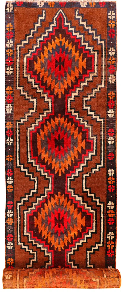 Afghan Baluchi Rug 2' 10" x 12' 7" Hand-Knotted | No. 70518