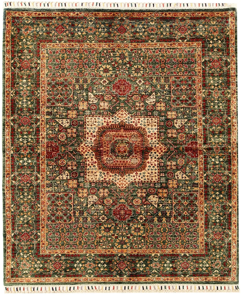 Afghan Mamluk Rug 5'3" x 6'2" Hand-Knotted | No. 70983