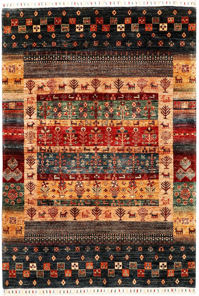 Afghan Kazak Rug 4' 11 x 7' Hand-Knotted | No. 71232