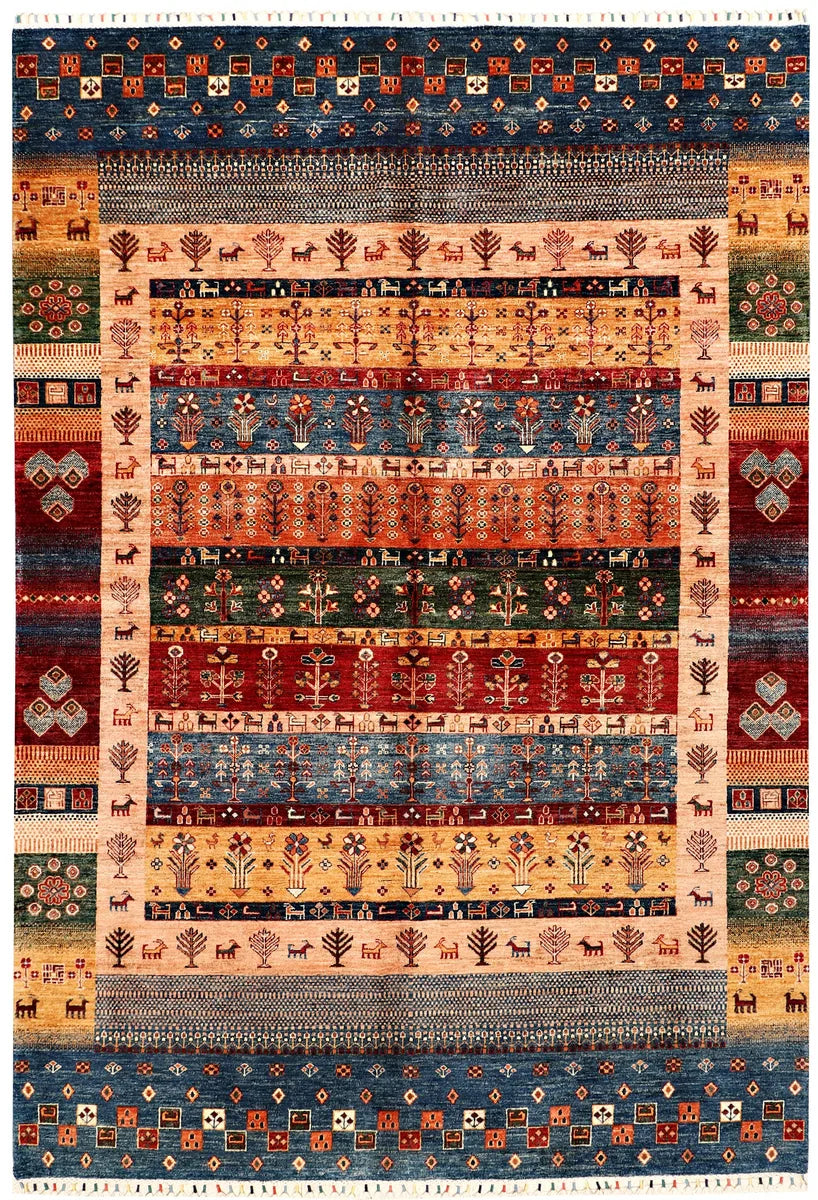 Afghan Kazak Rug 7' x 9' 10" Hand-Knotted | No. 71280