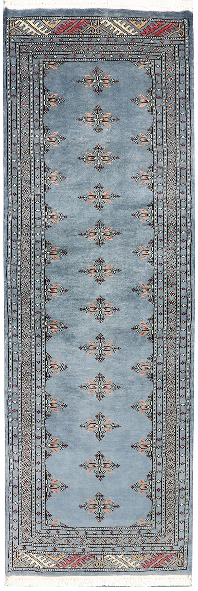 Light Slate Grey Pakistani Oriental Rug 2' 1" x 6' 1" Hand-Knotted | No. 72494