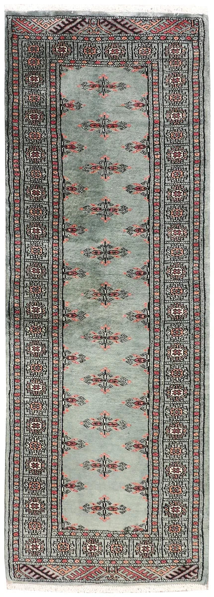 Green Pakistani Butterfly Rug 2' 2" x 6' Hand-Knotted | No. 72509