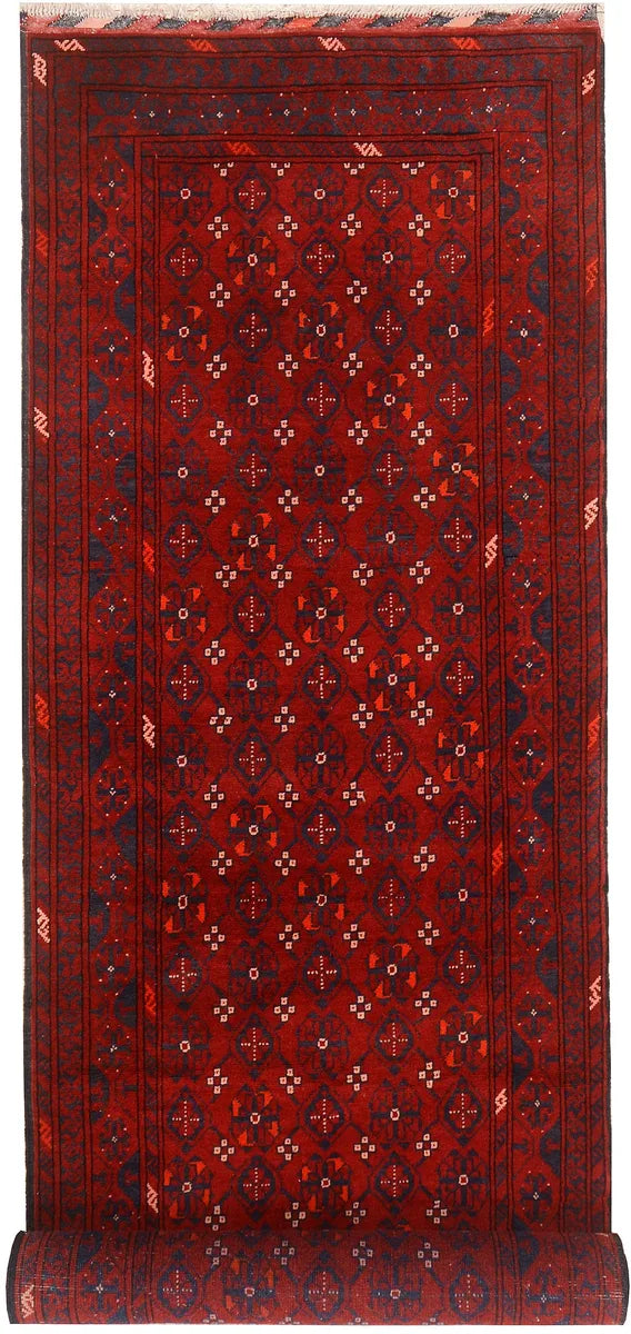Firebrick Afghan Khal Mohammadi Rug 2'8" x 9'5" Hand-Knotted | No. 73292