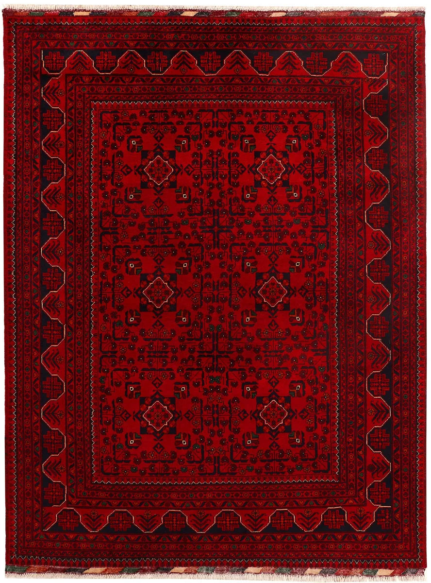 Firebrick Afghan Khal Mohammadi Rug 4'11" x 6'5" Hand-Knotted | No. 73398