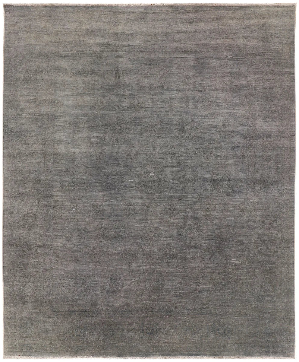 Grey Overdyed Rug 8' x 9' 7 Hand-Knotted | No. 73438