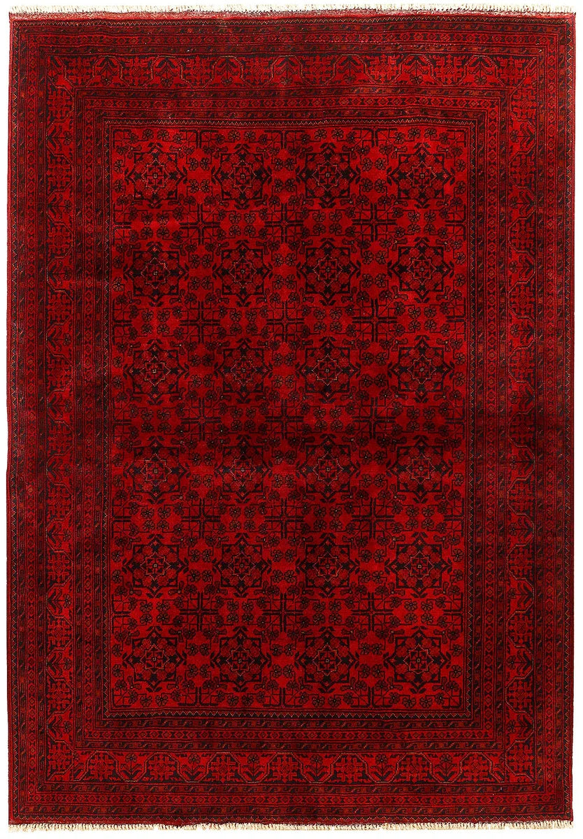Firebrick Afghan Khal Mohammadi Rug 5'9" x 8'2" Hand-Knotted | No. 74104