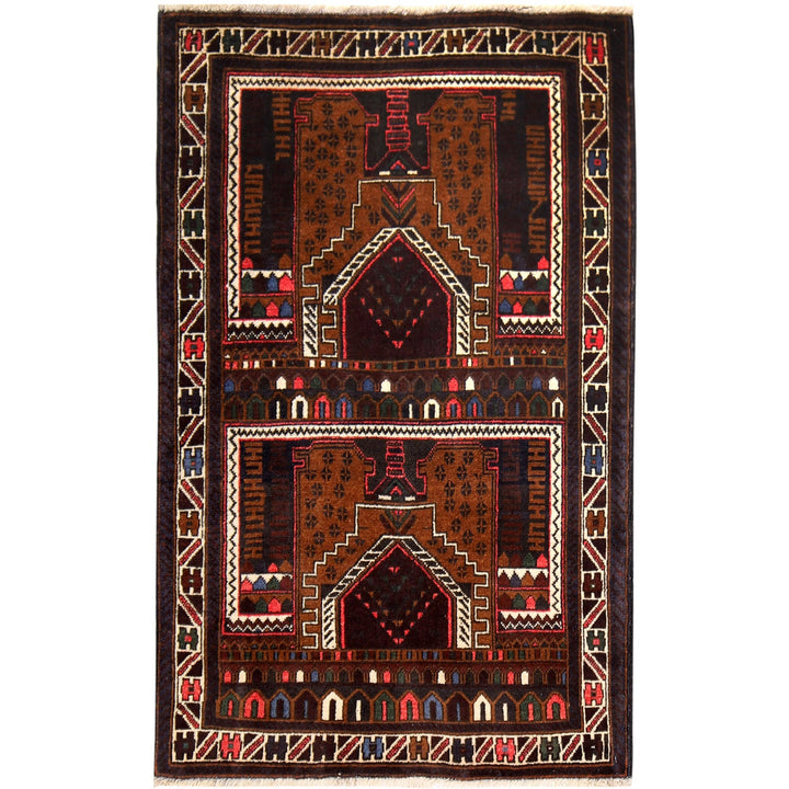 Afghan Prayer Rug 2' 9" x 4' 6" Hand-Knotted