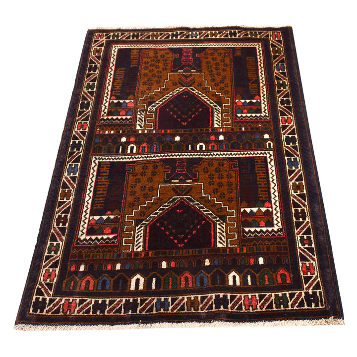 Afghan Prayer Rug 2' 9" x 4' 6" Hand-Knotted close-up