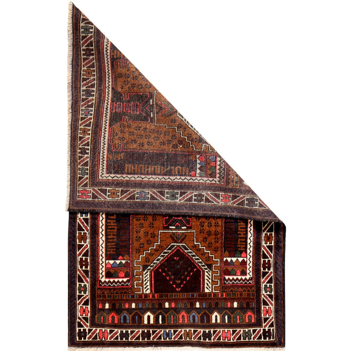 Afghan Prayer Rug 2' 9" x 4' 6" Hand-Knotted pattern