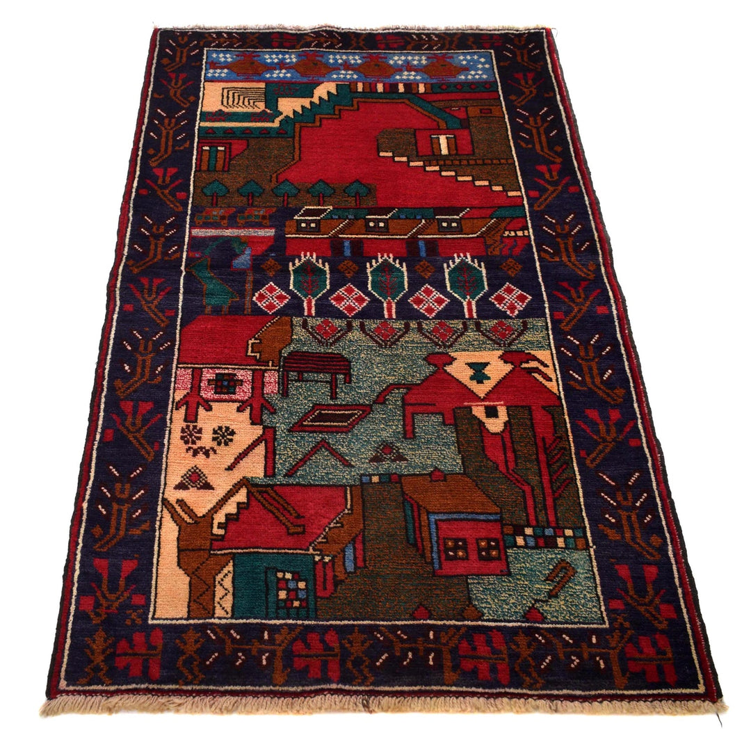 Handmade Pictorial Carpet 2' 9" x 4' 7" - No. AL63495
