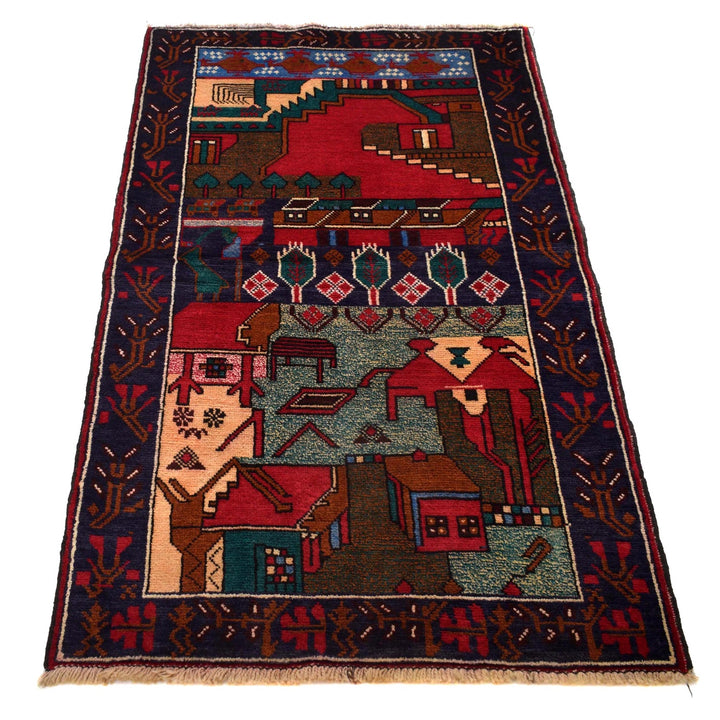 Handmade Pictorial Carpet 2' 9" x 4' 7" - No. AL63495