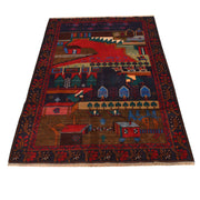 Handmade Picture Area Rug 3' 7" x 6' 0" - No. AL55890