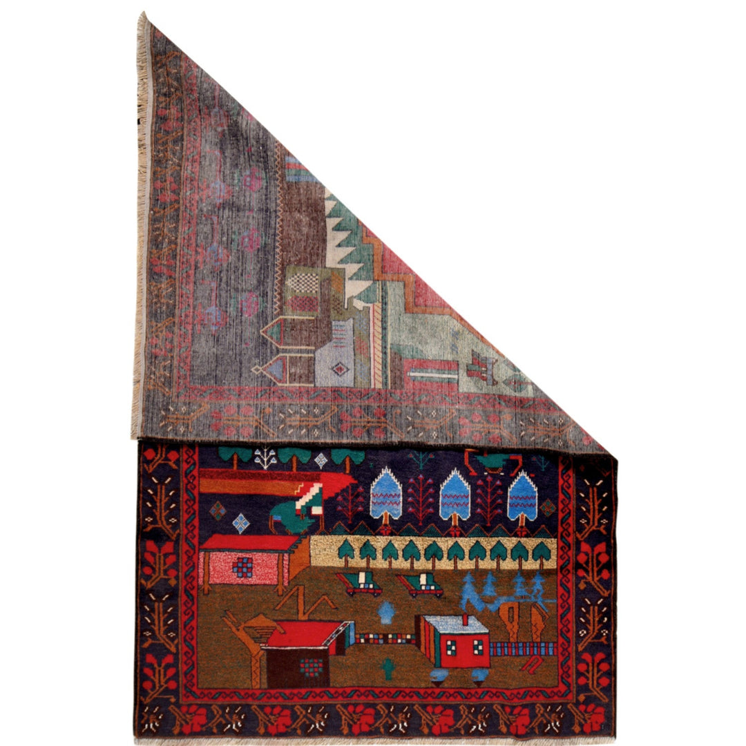 Handmade Picture Area Rug 3' 7" x 6' 0" - No. AL55890