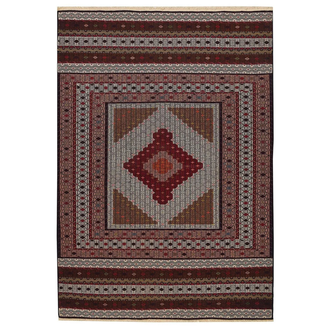 Beige Afghan Maliki Kilim Rug 4' 2" x 6' 1" Flat-Weave | No. 87003
